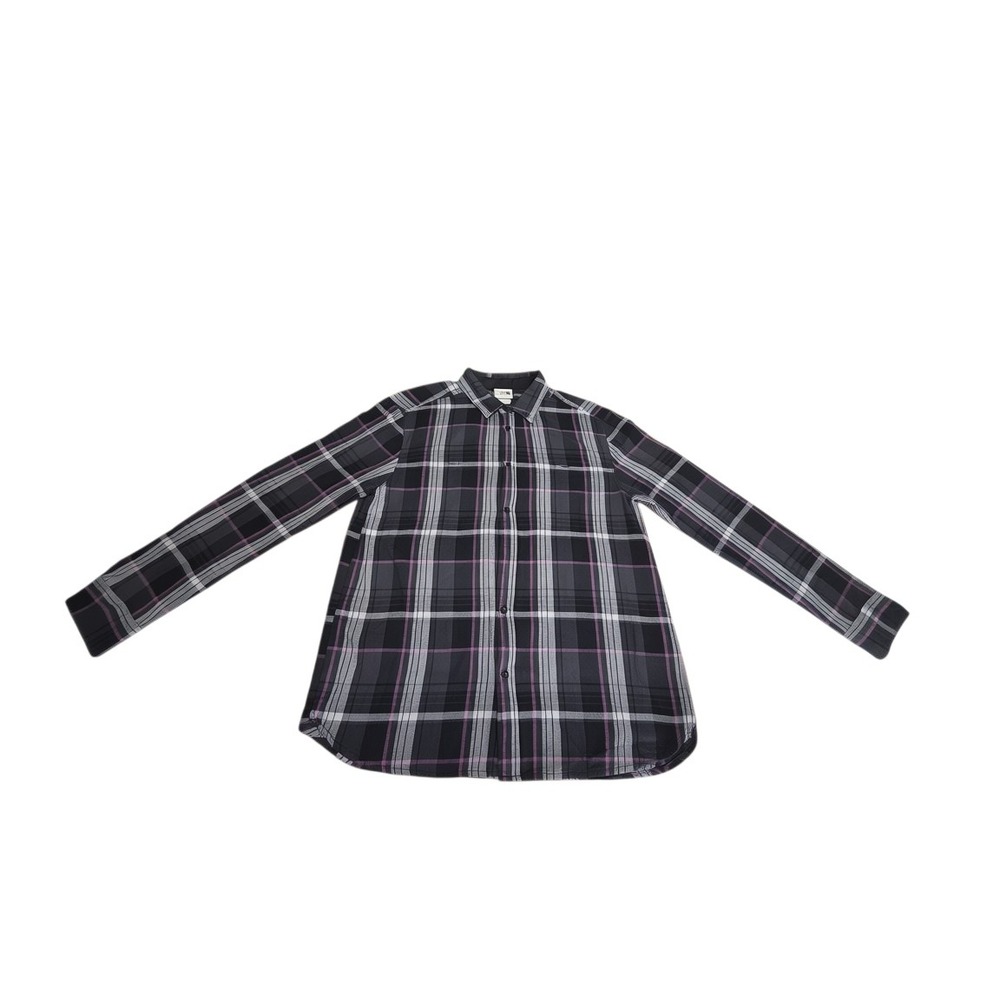 The North Face Mens Large‎ Plaid Flannel Button Down Shirt Grey Purple